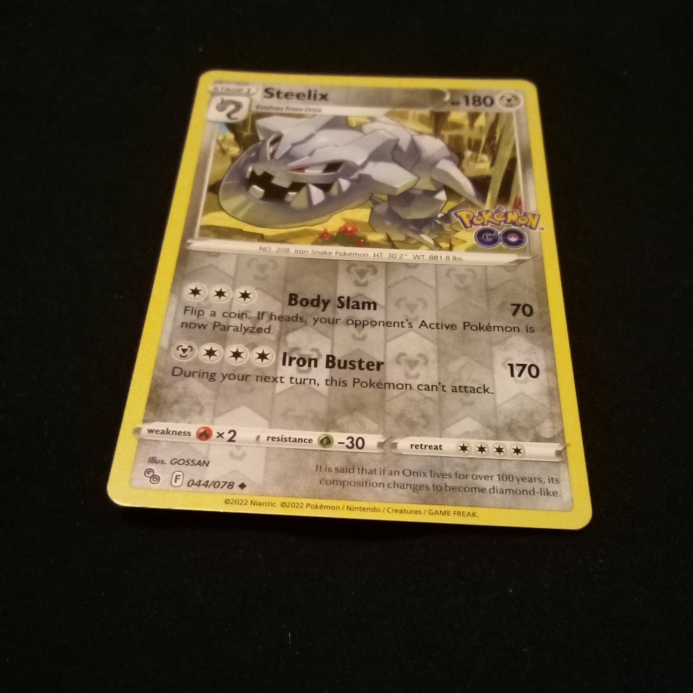Pokemon Steelix Pokemon GO 044/078 Uncommon Reverse Holo